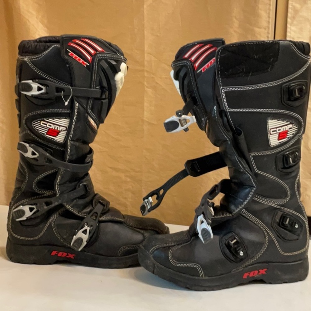 Selling black leather fox competition five motocross riding boots size 10